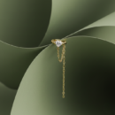 Elegant Gold-Tone Heart Solitaire Chain Earring for Women | Minimal Designer Earring with Dangling Chain | Romantic Luxury Jewelry