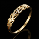 Gold Tone Olive Branch Bangle – Crystal Pave Laurel Leaf Hinged Cuff Bracelet – Nature Inspired Openwork Wedding Jewelry for Women