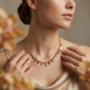 Gold Tone Multi Heart Charm Necklace – Dangle Fringe Choker with Alternating Solid & Open Hearts – Romantic Boho Jewelry Gift