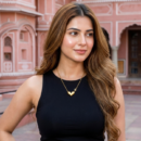 Gold Tone Geometric Heart Necklace – 3D Folded “Origami” Style Pendant with Asymmetrical Initial Charm – Modern Minimalist Jewelry Gift