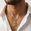 Premium Gold Plated Om Namah Shivaya Pendant for Men | Religious Lord Shiva Mahadev Locket with Rope Chain | Spiritual Mantra Necklace for Daily Wear & Gifting