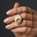 Elegant Oval Floral Locket Pendant Necklace in Gold Tone | Pink Enamel Flower with Crystal Center | Vintage-Inspired Keepsake Jewelry for Women