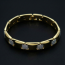 Men’s Two-Tone Pyramid Stud Link Bracelet – Gold & Silver Geometric Chain – Modern Industrial Punk Style Jewelry for Him