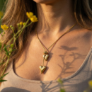 Gold Tone Double Heart Drop Pendant Necklace – Snake Chain with Sliding Puffy Heart Charms – Romantic Y-Shape Jewelry Gift for Her