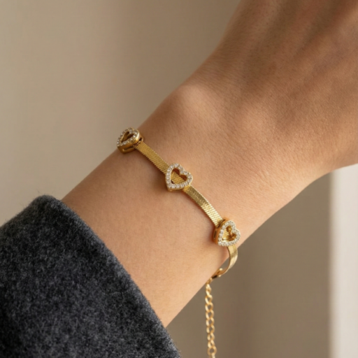 Minimalist Gold Plated Heart Bracelet for Women | Adjustable Chain Love Charm Bracelet | Elegant Daily Wear & Gift Jewelry