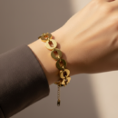 18K Gold Plated Geometric Flat Link Bracelet | Chunky Modern Chain Jewelry for Women