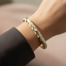 Gold-Tone White Enamel Bangle for Women | Elegant Designer Bracelet with Modern Oval Pattern | Premium Everyday & Occasion Wear