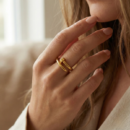 Luxury Gold-Tone Minimalist Screw Motif Ring with Diamond Accents | Premium Designer Statement Ring for Women