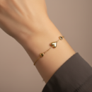 Gold Heart & Crystal Beaded Bracelet – Adjustable Snake Chain