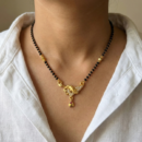 Premium Gold Plated Mangalsutra for Women | Diamond Look CZ Pendant with Short Black Bead Chain | Modern Daily Wear Office Jewelry