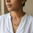 Minimalist Pebble Gold-Tone Pendant & Earrings Combo Set | Modern Organic Oval Design | Elegant Everyday Designer Jewelry for Women