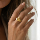 Luxury Gold-Tone Open Wrap Ring with High-Polish Finish | Minimalist Adjustable Statement Ring for Women