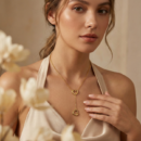 Gold Tone Open Heart Lariat Necklace – Y-Shape Drop Chain with Double Heart Outline Charms – Minimalist Romantic Jewelry Gift for Her