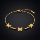 18K Gold Plated Butterfly Charm Bracelet – Delicate Box Chain Jewelry with Frosted Filigree Butterflies – Adjustable Layering Bracelet for Women – Whimsical Nature-Inspired Gift