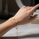 Vintage 5-Motif Clover Bracelet Collection | White Mother of Pearl, Black Onyx & Multi-Color | 18K Gold Plated