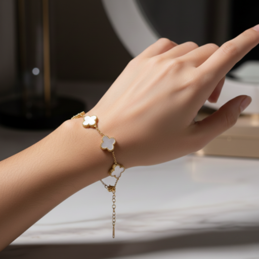 Vintage 5-Motif Clover Bracelet Collection | White Mother of Pearl, Black Onyx & Multi-Color | 18K Gold Plated