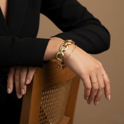 Luxury Gold-Tone Chunky Chain Bracelet for Women | Bold Designer Link Bracelet | Premium Statement Jewelry for Everyday & Party Wear