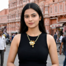 Gold Tone Large Flower Pendant Necklace – Pearl Center & Gold Bead Drop on Snake Chain – Modern Statement Floral Jewelry for Women