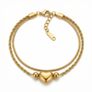Gold Heart Charm Double Chain Bracelet | Minimal Love Jewelry for Women