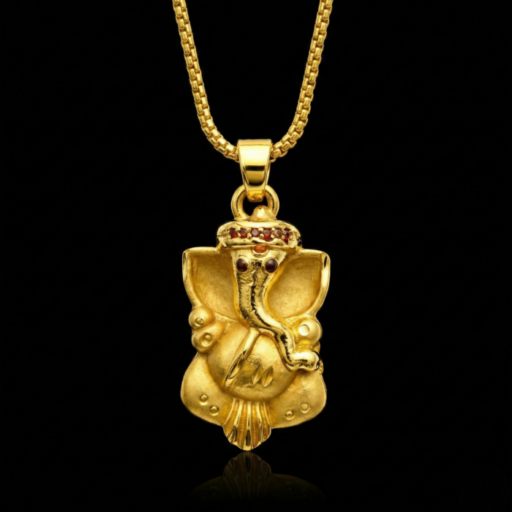 Lord Ganesha Gold Pendant Necklace | Divine Hindu Spiritual Jewelry for Wisdom & Prosperity