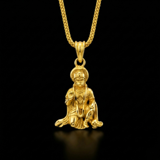 Lord Hanuman Gold Pendant Necklace | Divine Hindu Spiritual Jewelry for Strength & Protection