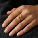 Golden Orbit Beaded Band Ring